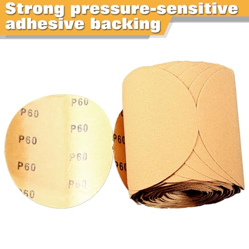 SPEEDWOX 100 Pcs 60 Grit Sandpaper Roll 5 inch Round Sanding Discs Adhesive Back PSA Sticky Back No Hole Stick and Sand Sandpaper for Wood, Auto Body Repair, Marine, Paint, Metal and Plastics - Image 4
