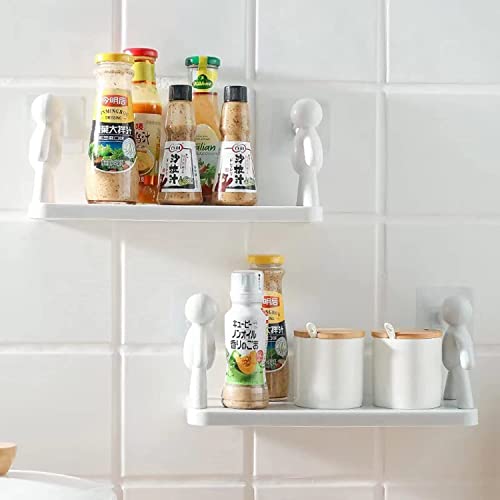 BK10 IMPORT & EXPORT BK 10 IMPORT & EXPORT Wall Mounted Plastic Bathroom Shelf for Wall/Wall Shelf/Wall Mounted Shelf/Self Adhesive Shelf with 2 Self Adhesive Stickers (White) (Rectangular) - Image 4