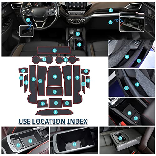 RUIYA حصائر فتحات الأبواب لسيارة تريل بليزر 2021-2026، لملحقات شيفروليه تريل بليزر، حصائر بطانة وحدة التحكم المركزية متوافقة مع شيفروليه تريل بليزر RS/LS/LT/Activ (19 قطعة/مجموعة) - Image 3