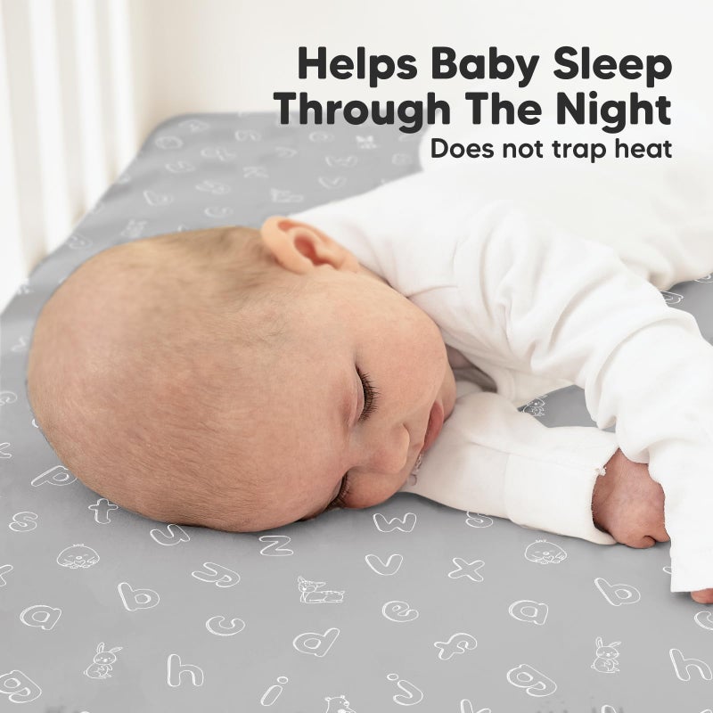 KeaBabies 2-Pack Organic Crib Sheets for Boys, Girls, Jersey Fitted Baby Crib Sheets Neutral, Cotton Breathable Crib Sheet, Cute Printed Crib Mattress Sheet, Baby Mattress Sheets (ABC Land Cloud) - Image 5