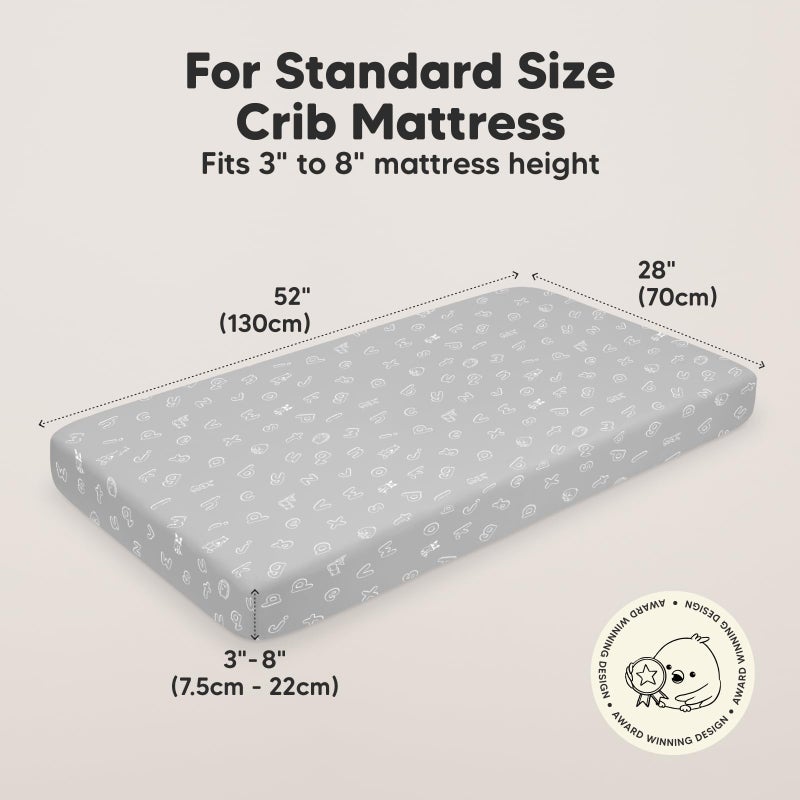 KeaBabies 2-Pack Organic Crib Sheets for Boys, Girls, Jersey Fitted Baby Crib Sheets Neutral, Cotton Breathable Crib Sheet, Cute Printed Crib Mattress Sheet, Baby Mattress Sheets (ABC Land Cloud) - Image 3