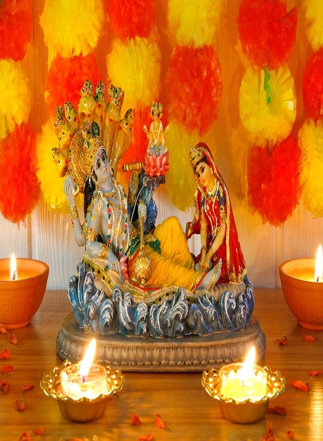 BangBangDa Hindu God Vishnu Lakshmi Statue - 8.3”L Indian Idol Vishnu Laxmi Murti Gift for Indian Family Birthday Diwali Housewarming Wedding Home Temple Mandir Altar Pooja Item - Image 4