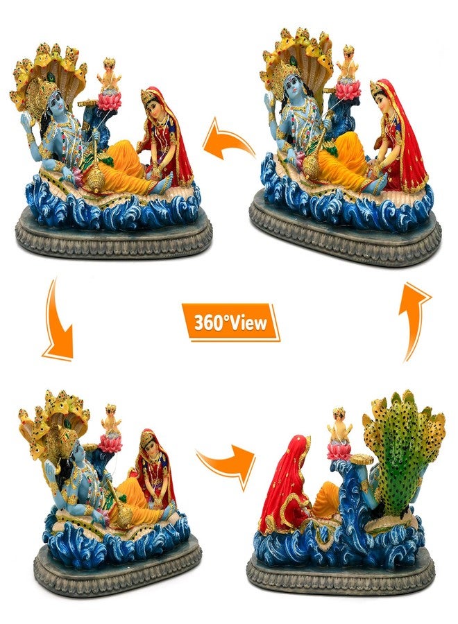 BangBangDa Hindu God Vishnu Lakshmi Statue - 8.3”L Indian Idol Vishnu Laxmi Murti Gift for Indian Family Birthday Diwali Housewarming Wedding Home Temple Mandir Altar Pooja Item - Image 5