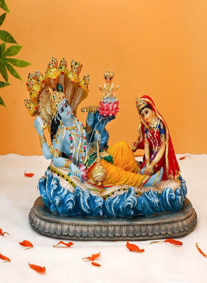 BangBangDa Hindu God Vishnu Lakshmi Statue - 8.3”L Indian Idol Vishnu Laxmi Murti Gift for Indian Family Birthday Diwali Housewarming Wedding Home Temple Mandir Altar Pooja Item - Image 1