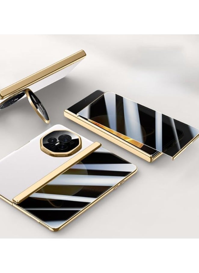General - Compatible with Honor Magic V3 Electroplated Frame Magnetic Hinge Protection Grain Leather Case with Lens Holder Privacy Screen Protector For Magic V3 - Image 1