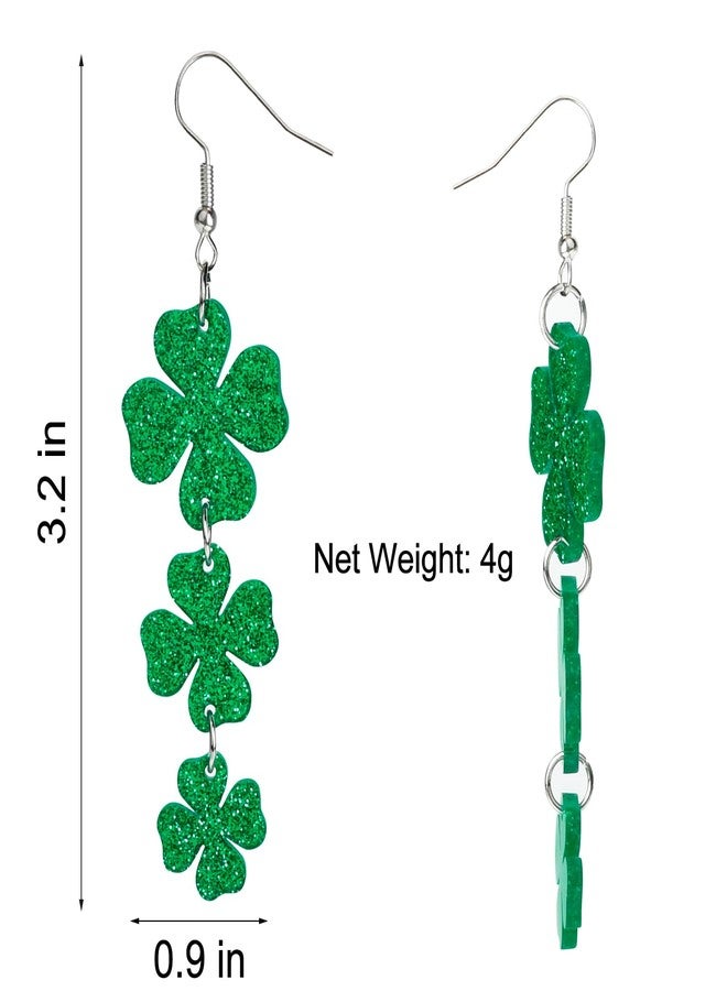 KUCHEY St Patricks Day Accessories Earrings for Women: Green Shamrock Dangle Earrings, Good Luck Shirt, Irish Party Favor Gift - Image 2