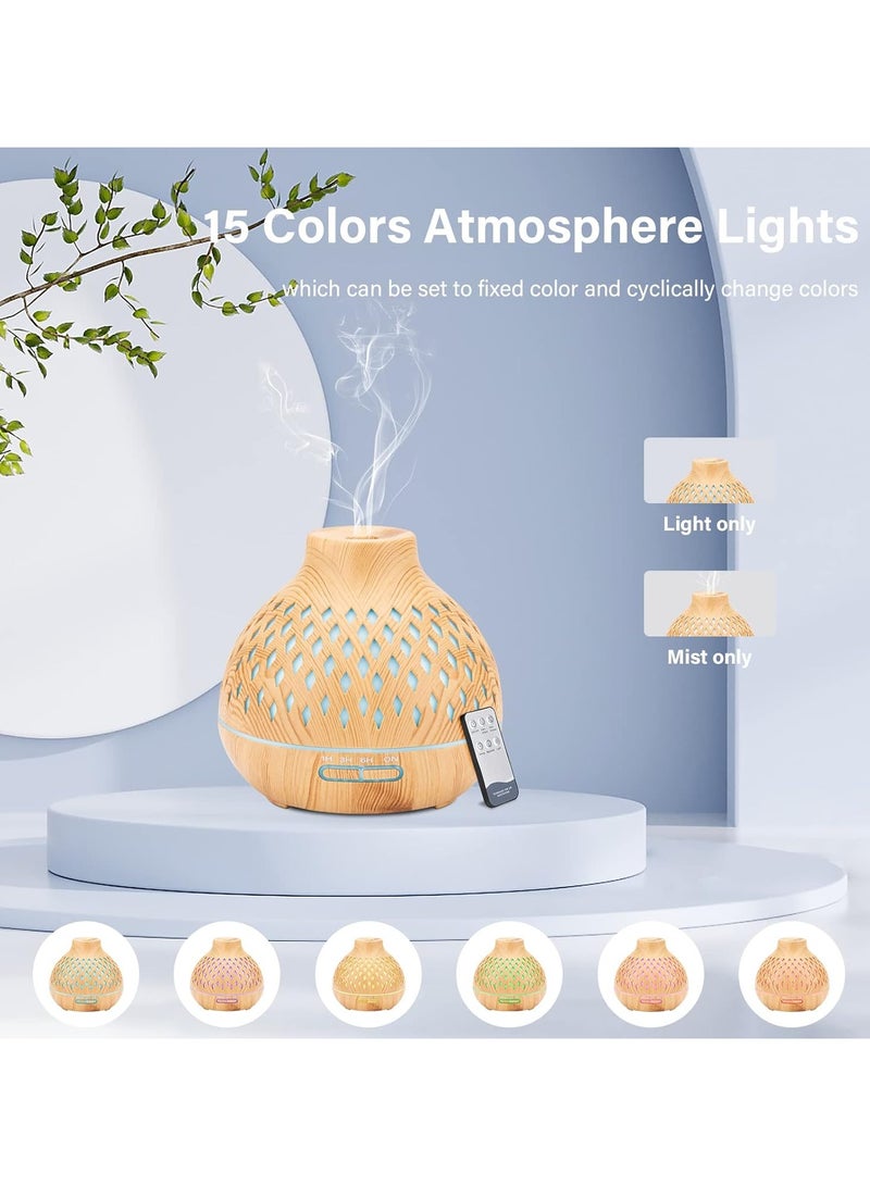 عام موزع روائح الزيوت العطرية سعة 400 مل، موزع روائح الزيوت العطرية بالتحكم عن بعد، مرطب هواء كهربائي بالموجات فوق الصوتية، موزع روائح العلاج العطري مع خاصية الإيقاف التلقائي بدون ماء - Image 2