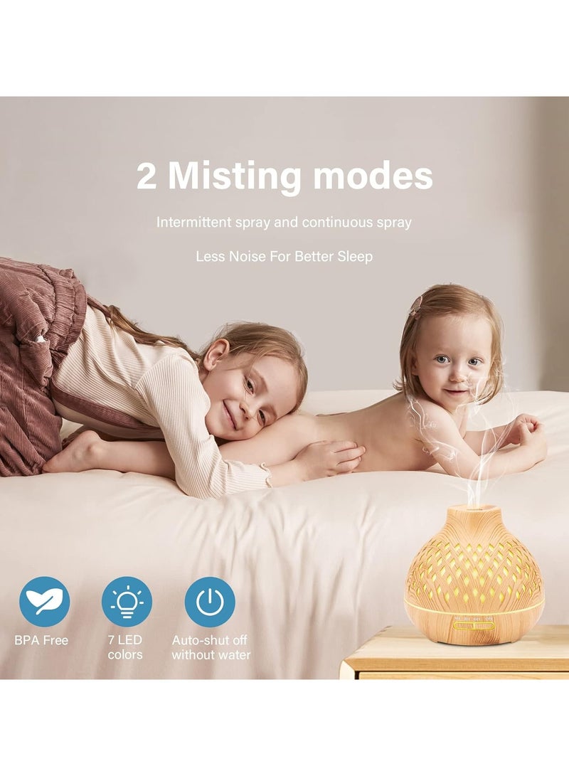 عام موزع روائح الزيوت العطرية سعة 400 مل، موزع روائح الزيوت العطرية بالتحكم عن بعد، مرطب هواء كهربائي بالموجات فوق الصوتية، موزع روائح العلاج العطري مع خاصية الإيقاف التلقائي بدون ماء - Image 3