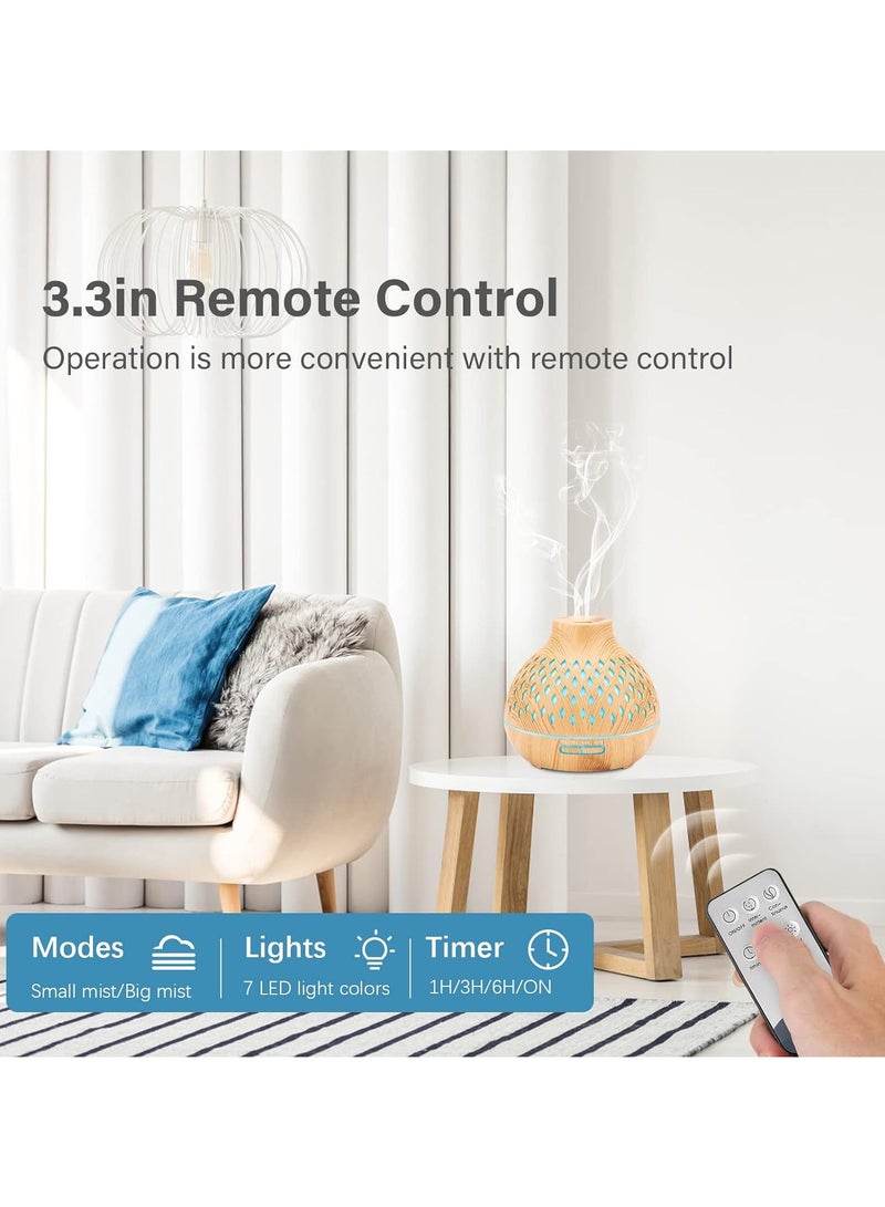 عام موزع روائح الزيوت العطرية سعة 400 مل، موزع روائح الزيوت العطرية بالتحكم عن بعد، مرطب هواء كهربائي بالموجات فوق الصوتية، موزع روائح العلاج العطري مع خاصية الإيقاف التلقائي بدون ماء - Image 4
