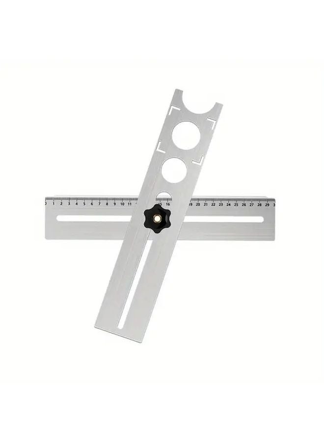 Silvery Adjustable Tile Hole Locator Tool Heavy Duty Metal Construction Multi Angle Positioning - Image 1