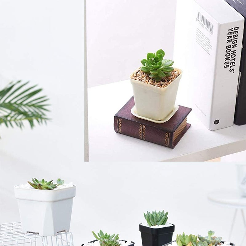 OJYUDD 3inch White Square Plastic Pots with Saucer, Drainage Hole, 24 Pcs, for Flower/Plant, Home,Company,Office and Garden(White) - Image 5