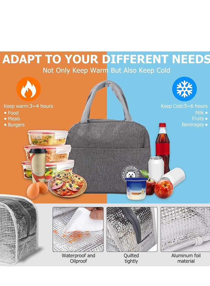 Insulated Lunch Bag - Large Capacity Polyester Handbag Leakproof Cooler Reusable Box for Student, Men, Women, Outdoor, Office, Picnic - Image 4