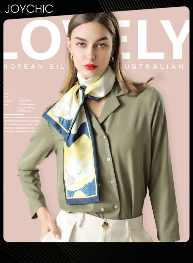 Joychic وشاح حرير طويل مزخرف للنساء موضة ربيع وصيف مزهر حلو مربوط للحماية من الشمس خفيف الوزن - Image 2