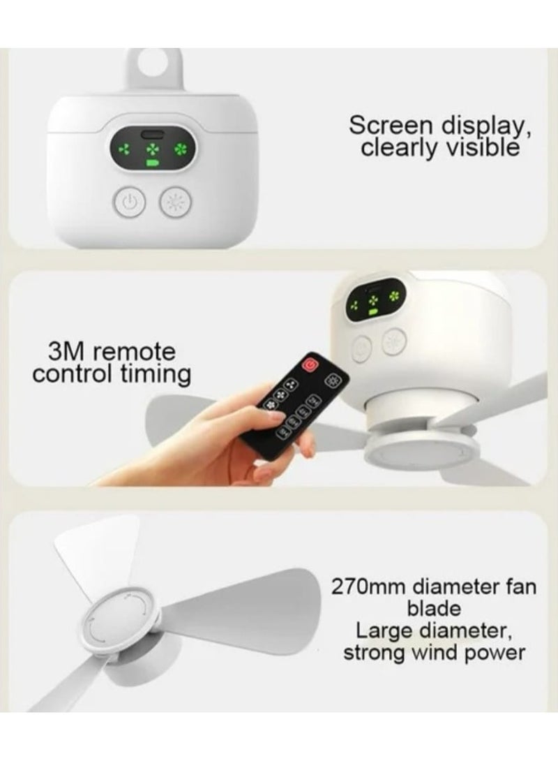 Multi-functional Wireless Ceiling Fan for Camping – LED Night Light, Mosquito Repellent, Storage Box – Portable Outdoor Tent Fan with Hook, USB Rechargeable - Image 2