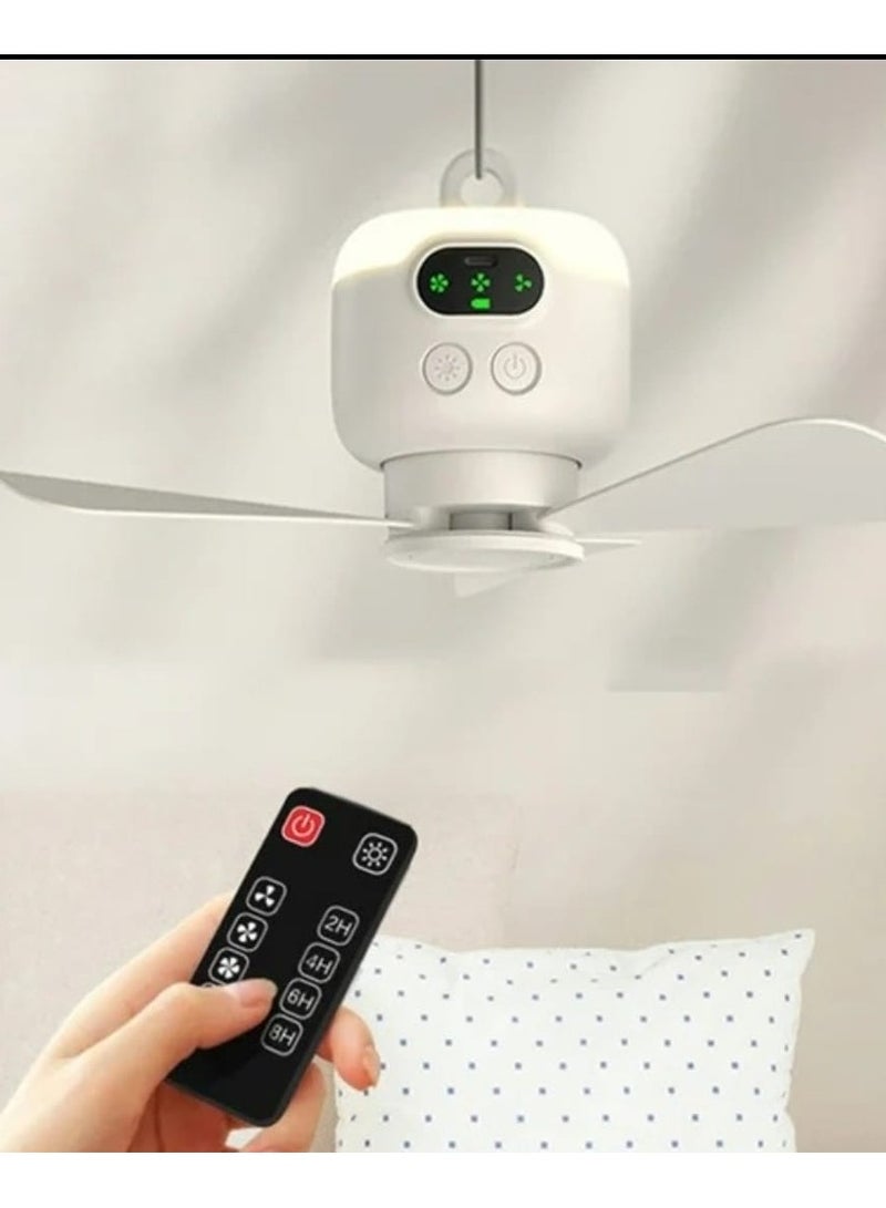 Multi-functional Wireless Ceiling Fan for Camping – LED Night Light, Mosquito Repellent, Storage Box – Portable Outdoor Tent Fan with Hook, USB Rechargeable - Image 4