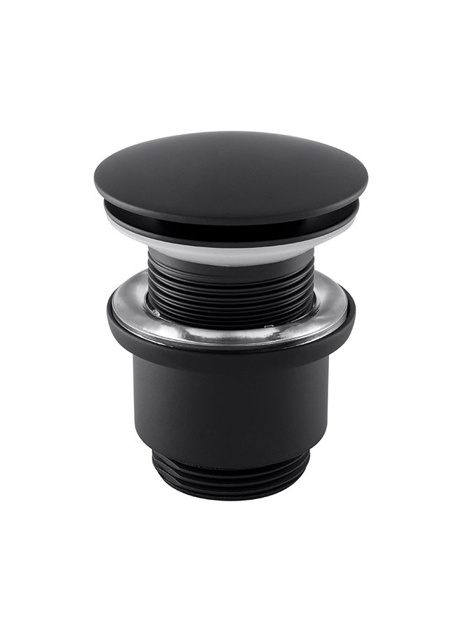 AQUAECO - Matt Black Universal Push Button Basin Waste BDP-WBB-200-NS-UB-MB - Image 1