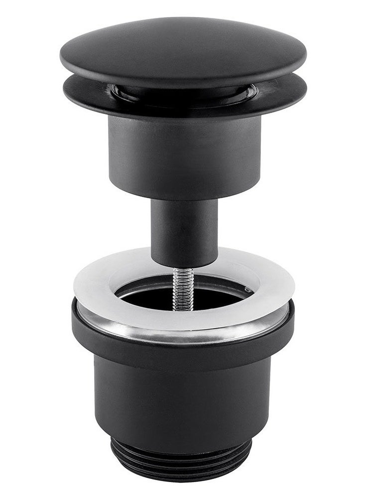 AQUAECO - Matt Black Universal Push Button Basin Waste BDP-WBB-200-NS-UB-MB - Image 1