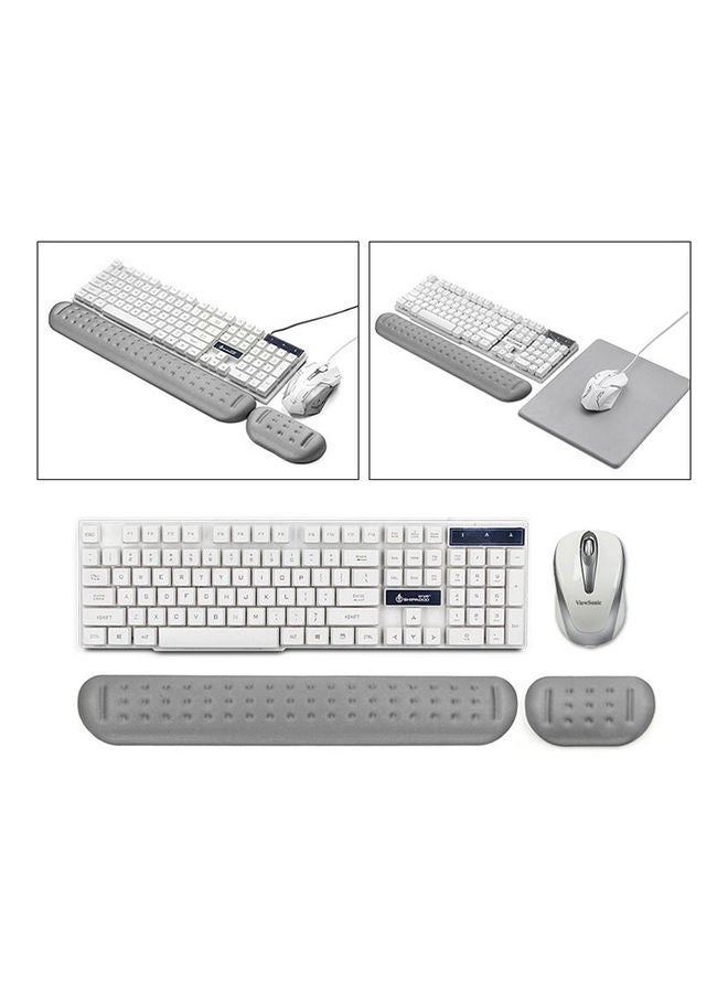 NIBEMINENT 2-Piece Keyboard And Mouse Wrist Rest Pad Set Grey  - Image 3