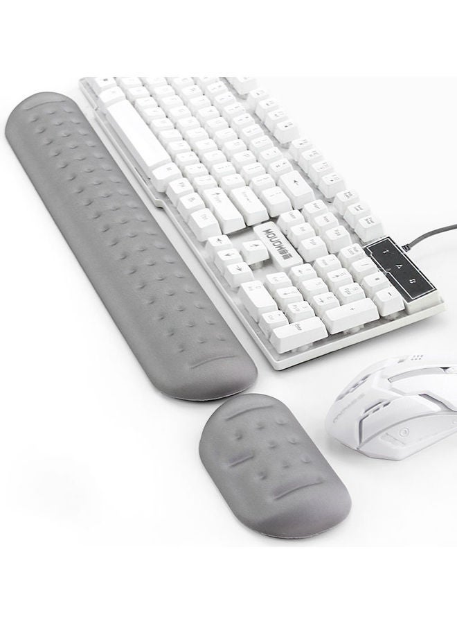 NIBEMINENT 2-Piece Keyboard And Mouse Wrist Rest Pad Set Grey  - Image 2