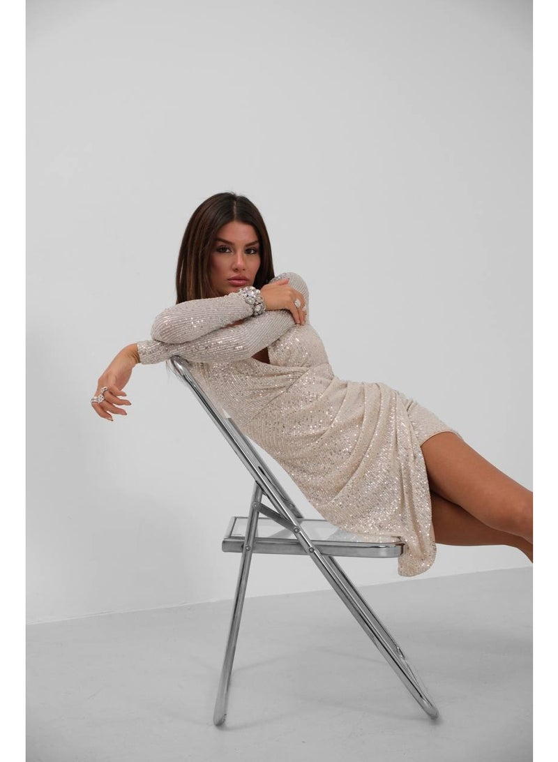 جوي فستان كريمى قصير ترتر - Image 4