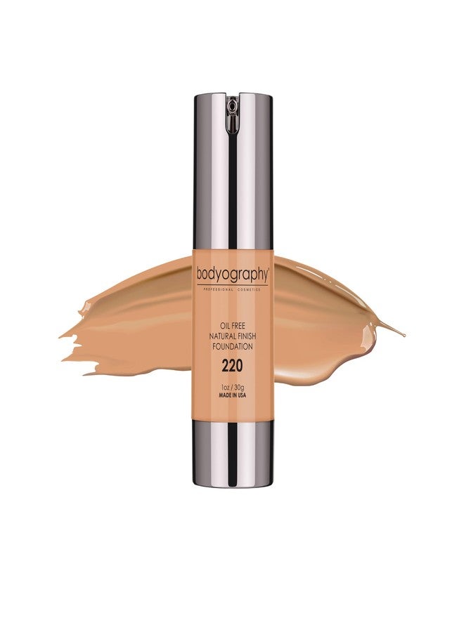 BODYOGRAPHY Natural Finish Foundation (Medium/Dark/Cool #220) | Oil-Free, Anti-Aging Salon Foundation with Vitamin E & C | Photo-Ready, Skin-Perfecting Coverage | Vegan, Gluten-Free, Paraben-Free - Image 1