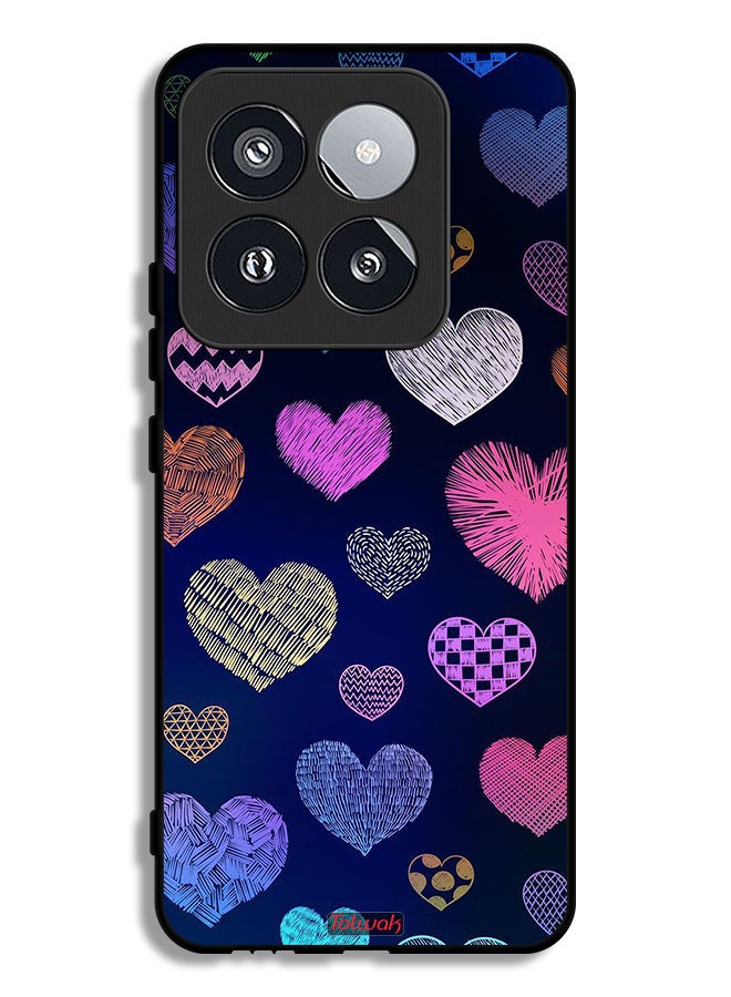 Tolwak Xiaomi 14 Pro Protective Case Cover Dhaga Hearts Pattern - Image 1
