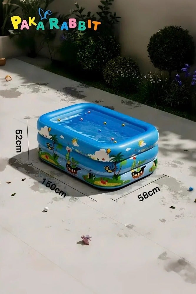 Paka Rabbit Rectangular Inflatable Pool, 150*85*52CM Thickened Pool with Safety Inflatable Bottom, Multifunctional Inflatable Pool, Family Relaxing Pool, Perfect Choice for Indoor Entertainment and Outdoor Activities - Image 1