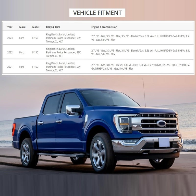 وسادة المصد الأمامي 2021-2023 متوافقة مع فورد F-150 F150 غطاء المصد الأمامي (مجموعة) الجانب الأيسر وجانب الراكب حشوات واقيات المصد الأمامي أغطية وسادات أسود محبب - Image 5