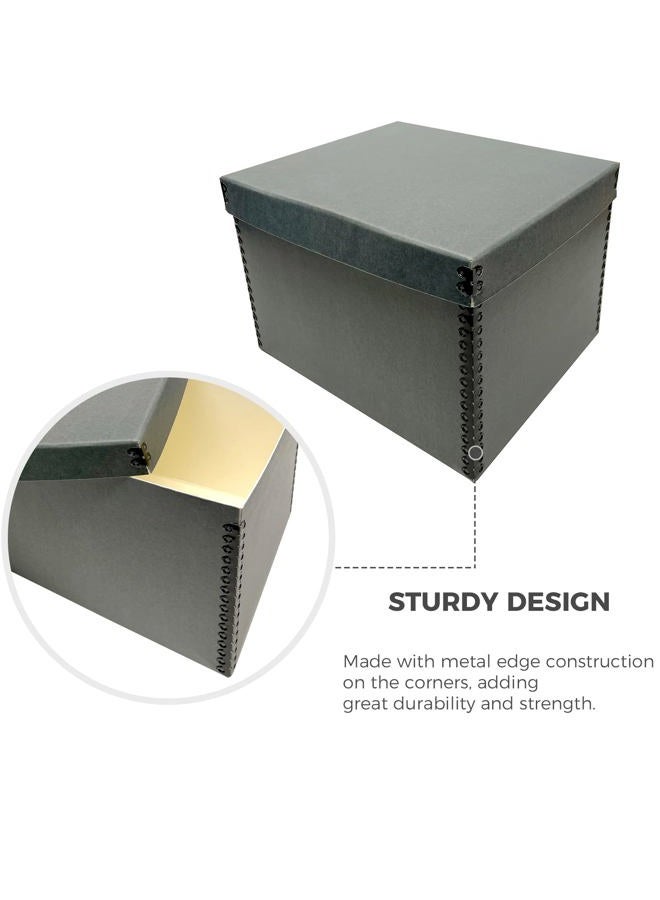 Lineco Record Storage Box 12"x15"x10". Extra-Durable Filing Cartons for Long-Term Inactive Storage of Documents, Prints, or Photos at Home or Office. Acid-Free Gray Boxboard, 1 Pack - Image 5