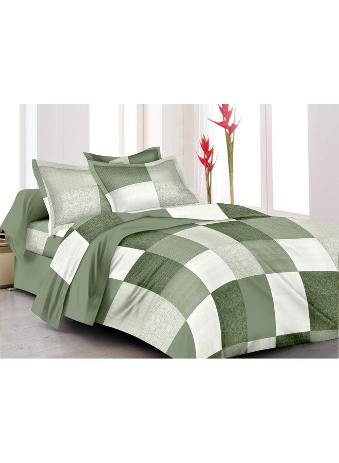 AEROHAVEN ملاية سرير مزدوجة من قطن AEROHAVEN 160 TC بتصميم تجريدي مع 2 غطاء وسادة (CB-05، أخضر فاتح، 90 × 94 بوصة) - Image 2