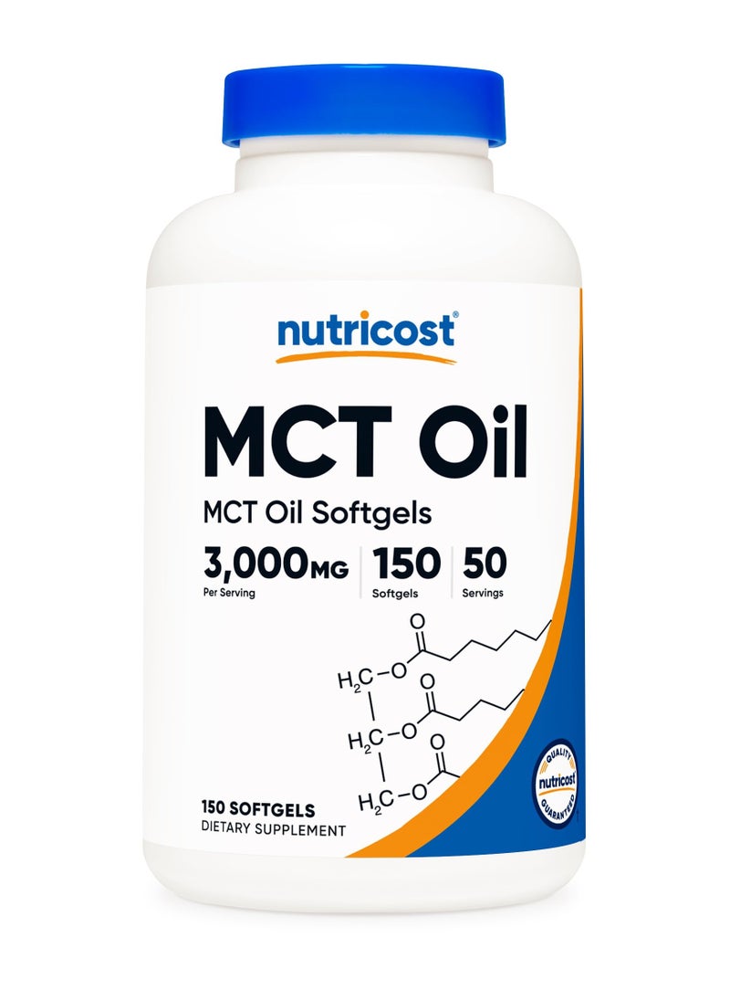Nutricost - MCT Oil, MCT Oil Softgels - 3000 MG | 150 Softgels | 50 SERVINGS Dietary supplementss - Image 1
