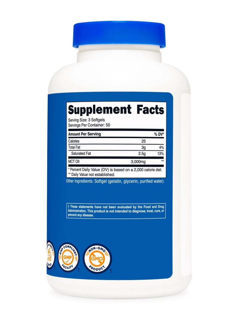 Nutricost - MCT Oil, MCT Oil Softgels - 3000 MG | 150 Softgels | 50 SERVINGS Dietary supplementss - Image 1