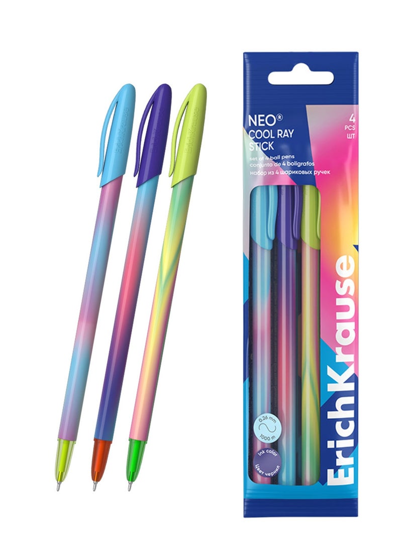 ErichKrause 50-Piece Neo Cool Ray Stick Ballpoint Pen 0.7mm Tip Blue Ink - Image 1