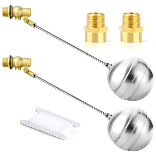 GASHER 1PCS 3/4" 304 Stainless Steel Float Ball Valve with 3/4"G Female x 3/4"NPT Male Adapter, DN20 Adjustable Water Tank Float Ball Valve for Stock Tank Pool Water Level Control - Image 1
