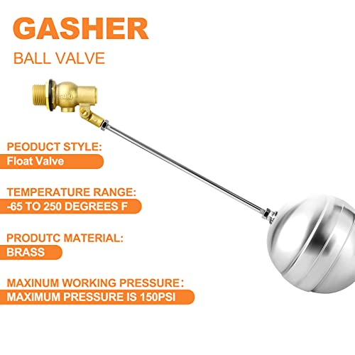 GASHER 1PCS 3/4" 304 Stainless Steel Float Ball Valve with 3/4"G Female x 3/4"NPT Male Adapter, DN20 Adjustable Water Tank Float Ball Valve for Stock Tank Pool Water Level Control - Image 4
