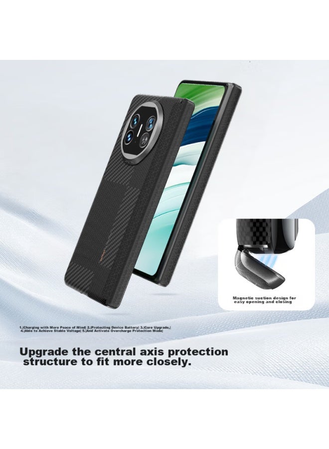 Defense Phone Case For Huawei Mate X5, Kevlar Spliced Aramid Fiber X5 Business Luxury Protective Case For Men, Magnetic Hinge Full Protection Leather Case - Image 2
