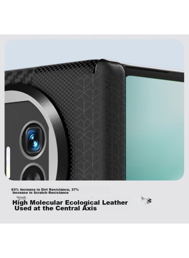 Defense Phone Case For Huawei Mate X5, Kevlar Spliced Aramid Fiber X5 Business Luxury Protective Case For Men, Magnetic Hinge Full Protection Leather Case - Image 4