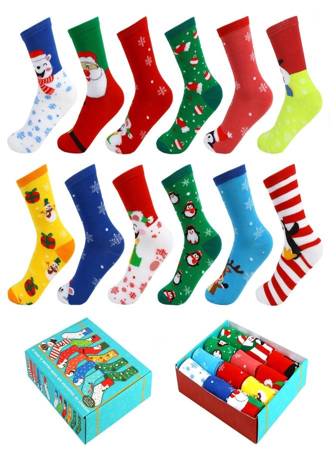 LOKIPA 12 Pairs Christmas Socks, Funny Christmas Socks Unisex Warm Thermal Novelty Gift Socks for Family Christmas, Holiday or Birthday Gift - Image 1