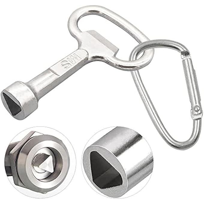 METER BOX KEY METAL TRIANGULAR KEY WITH CARABINER FOR GAS METER BOX ELECTRIC METER BOX DISTRIBUTION CABINET - 1 SET, 2 PIECES - Image 1