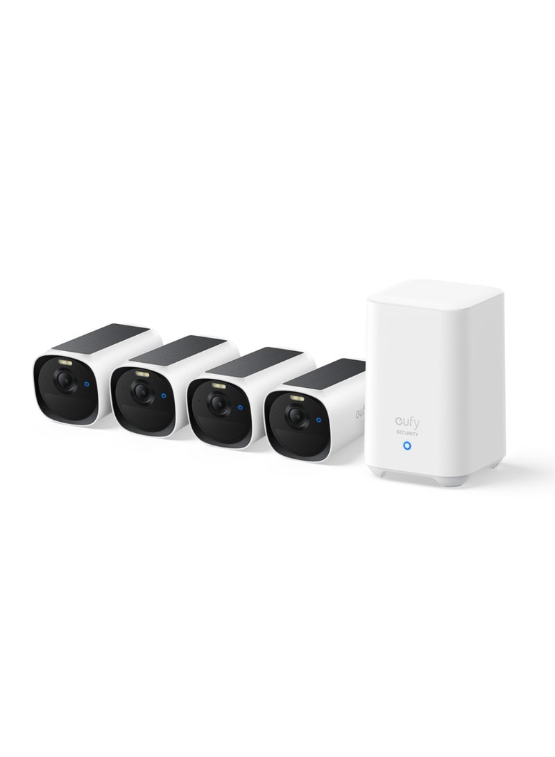 eufy Security eufyCam E40 4-Cam Kit (HomeBase 2) Solar Security Camera Outdoor Wireless, 2K Resolution with Integrated Solar Panel, MaxColour Night Vision, HomeKit Compatible, No Monthly Fee - Image 1