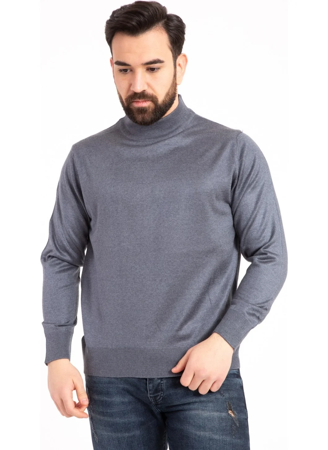 Mutlu City Men's Thin Wool Knitwear Regular Pattern Dad Half Turtleneck Turtleneck Sweater Blouse 5140