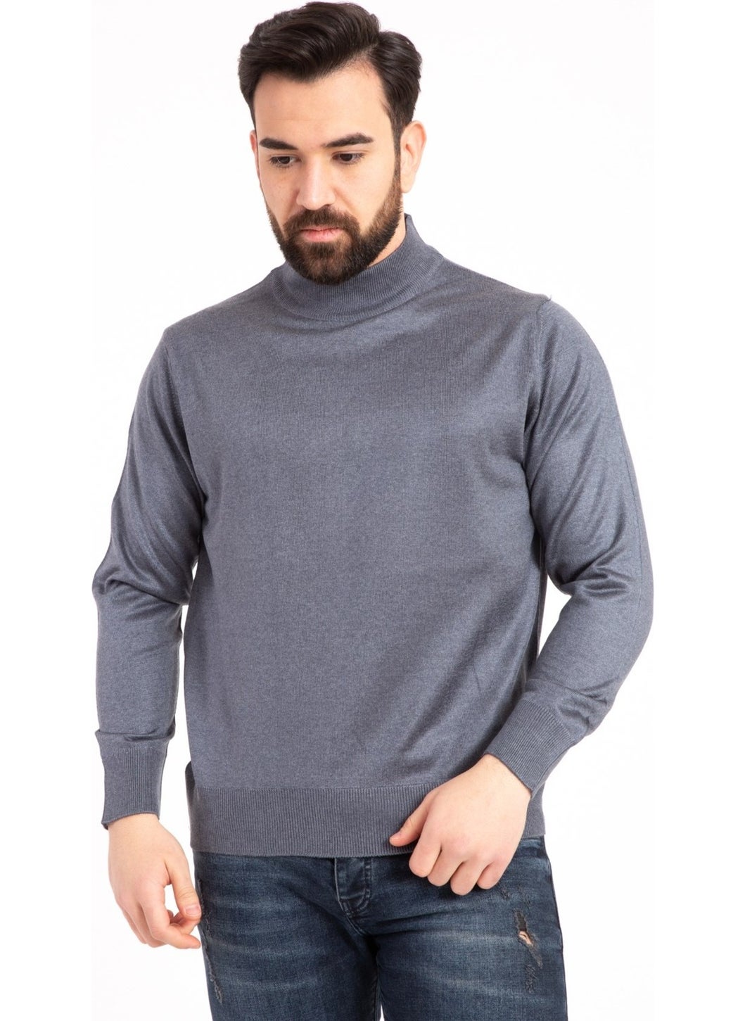 Mutlu City - Men's Thin Wool Knitwear Regular Pattern Dad Half Turtleneck Turtleneck Sweater Blouse 5140 - Image 1