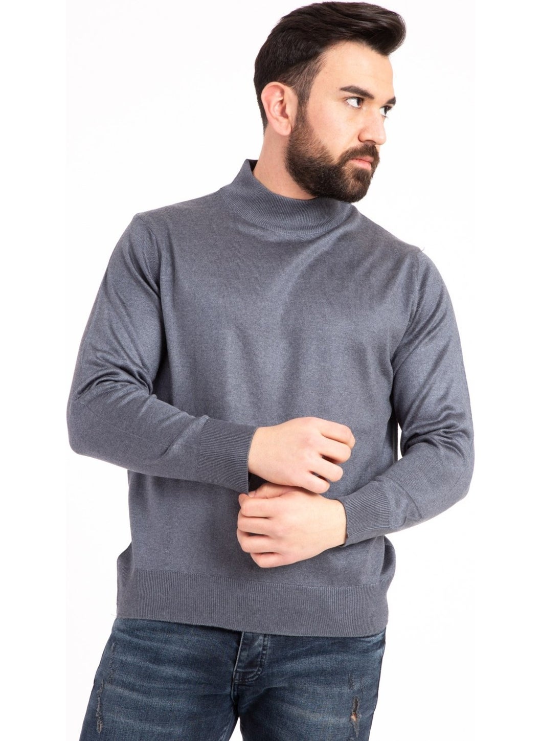 Mutlu City - Men's Thin Wool Knitwear Regular Pattern Dad Half Turtleneck Turtleneck Sweater Blouse 5140 - Image 1