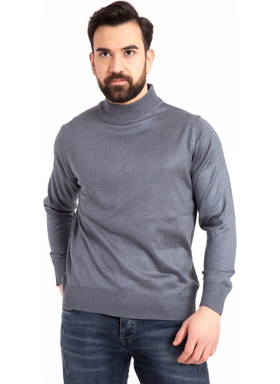 Mutlu City - Men's Thin Wool Knitwear Regular Pattern Dad Half Turtleneck Turtleneck Sweater Blouse 5140 - Image 1