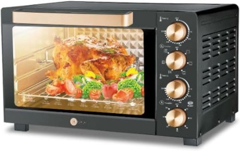 AFRA Electric Oven Toaster, 30L, 1500w Convection Rotisserie & Oven Lamp, 4 Knobs Tray, Rack, Handle, 7-Functions control, Adjustable Thermostat 70 to 250C, AF-3015OTBK, 2-Year Warranty - Image 1