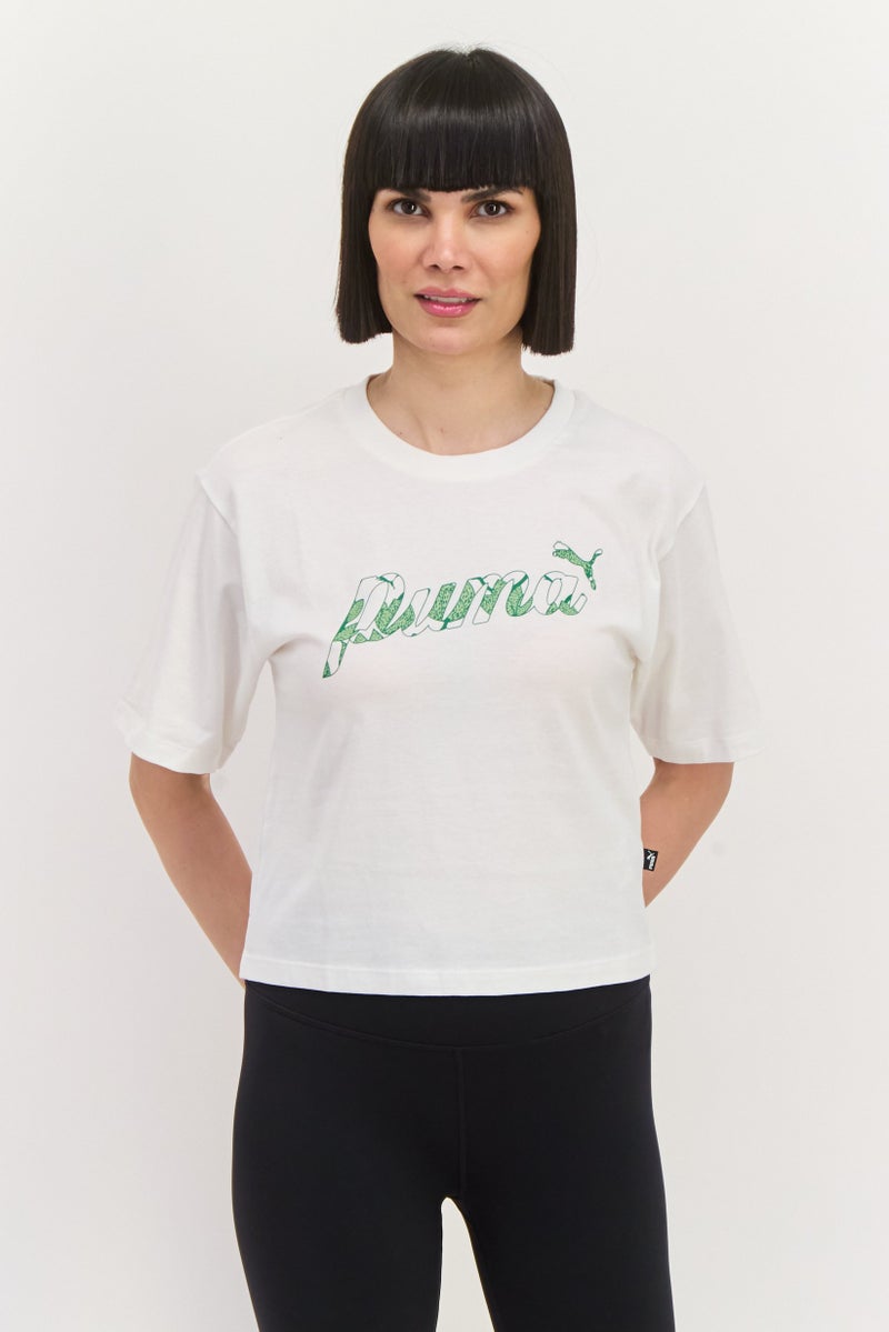 PUMA Women Sportswear Fit Short Sleeve Training T-Shirts, White  - Image 1