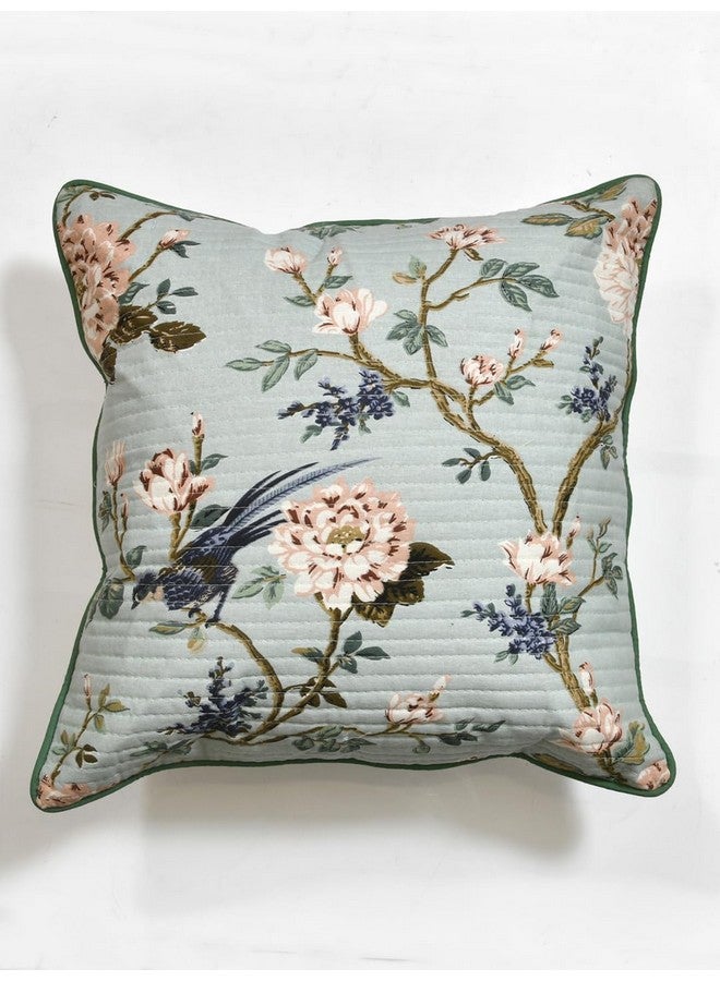 Clasiko Cotton Cushion Covers Set of 2; 16x16 Inches; Light Flowers On Light Blue - Image 5