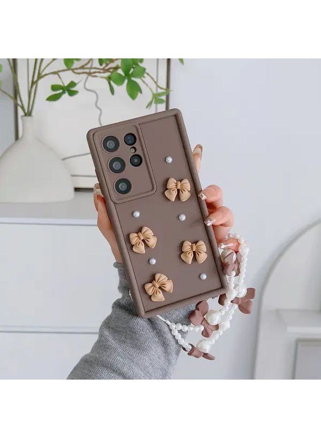 Brown Pearl Bow Bracelet DIY Phone Case For Samsung Galaxy S23 Holiday Birthday Gift - Image 2