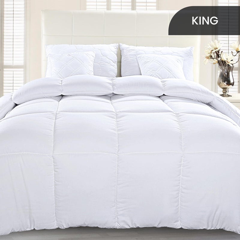 Utopia Bedding Comforter Duvet Insert Quilted Comforter with Corner Tabs Box Stitched Down Alternative Comforters King Size White - Image 2