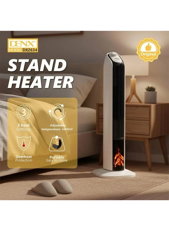 دينكس مدفأة عمودية DENX DX 2634 بلهب ثلاثي الأبعاد و2000 واط و 3 مستويات حرارة DX2634 - Image 3